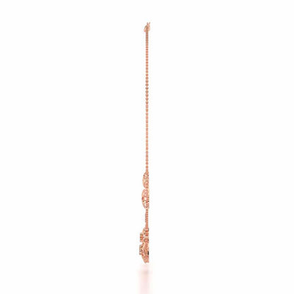 Mesh Flower Silver Necklace - Rose Gold - Image 4