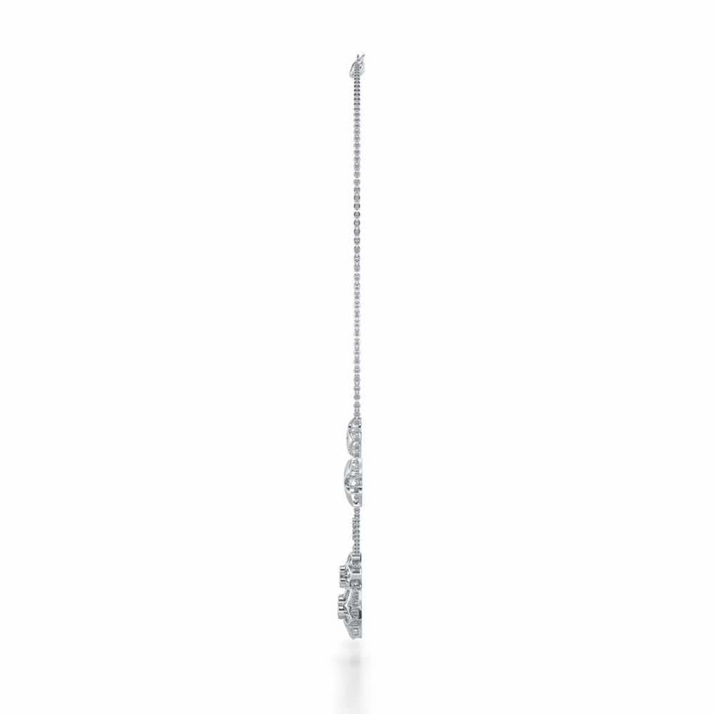 Mesh Flower Silver Necklace - White Gold - Image 4