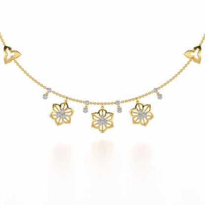 Mesh Flower Silver Necklace - Yellow Gold - Image 2