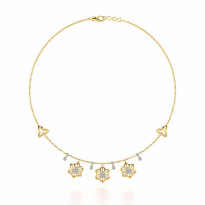 Mesh Flower Silver Necklace - Yellow Gold - Image 3