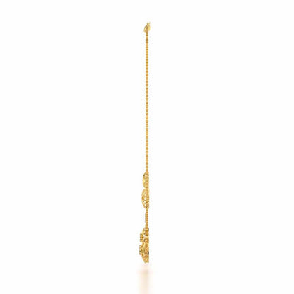 Mesh Flower Silver Necklace - Yellow Gold - Image 4