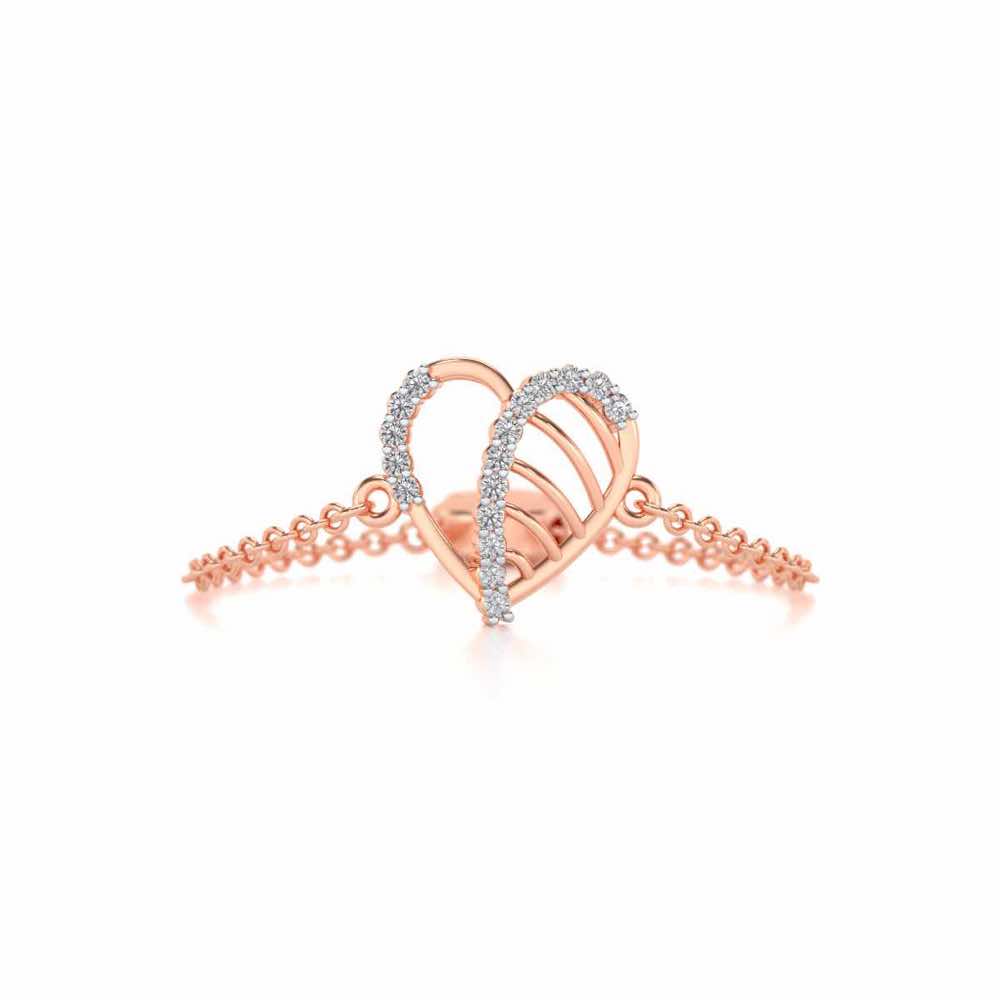 Mesh Heart Adjustable Silver Ring - Rose Gold - Image 4