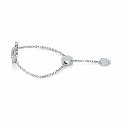 Mesh Heart Adjustable Silver Ring - White Gold - Image 2