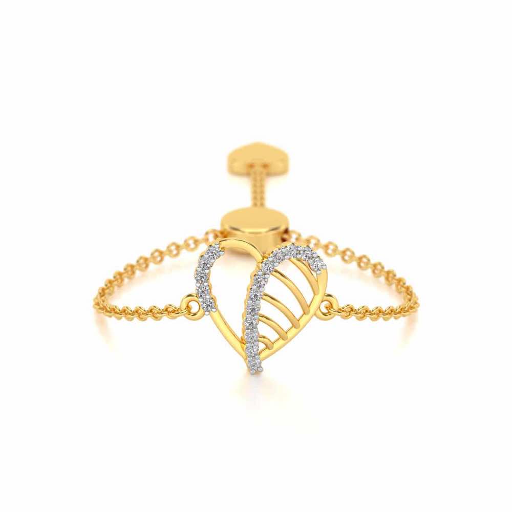 Mesh Heart Adjustable Silver Ring - Yellow Gold - Image 1