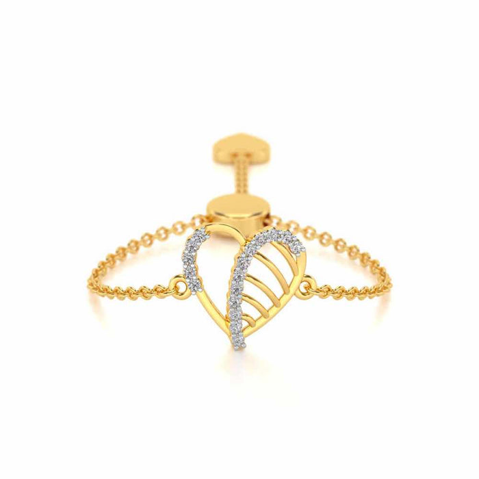 Mesh Heart Adjustable Silver Ring - Yellow Gold - Image 1