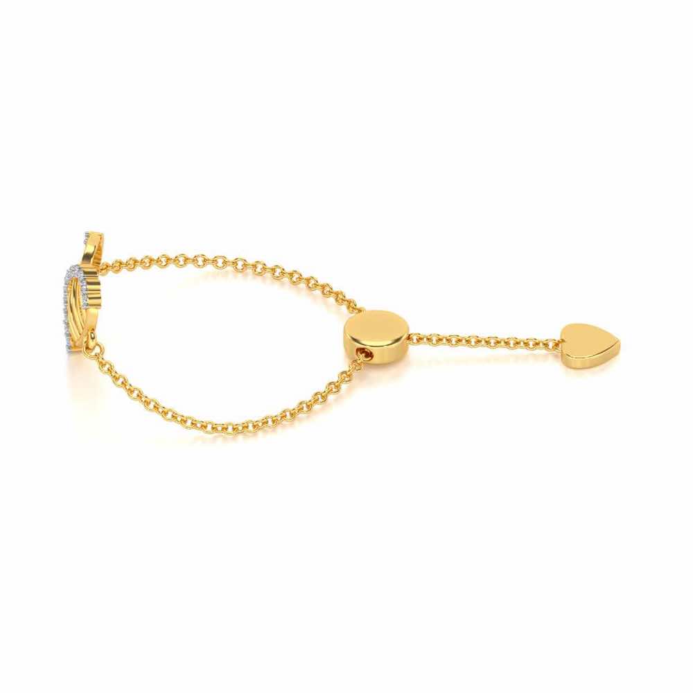 Mesh Heart Adjustable Silver Ring - Yellow Gold - Image 2