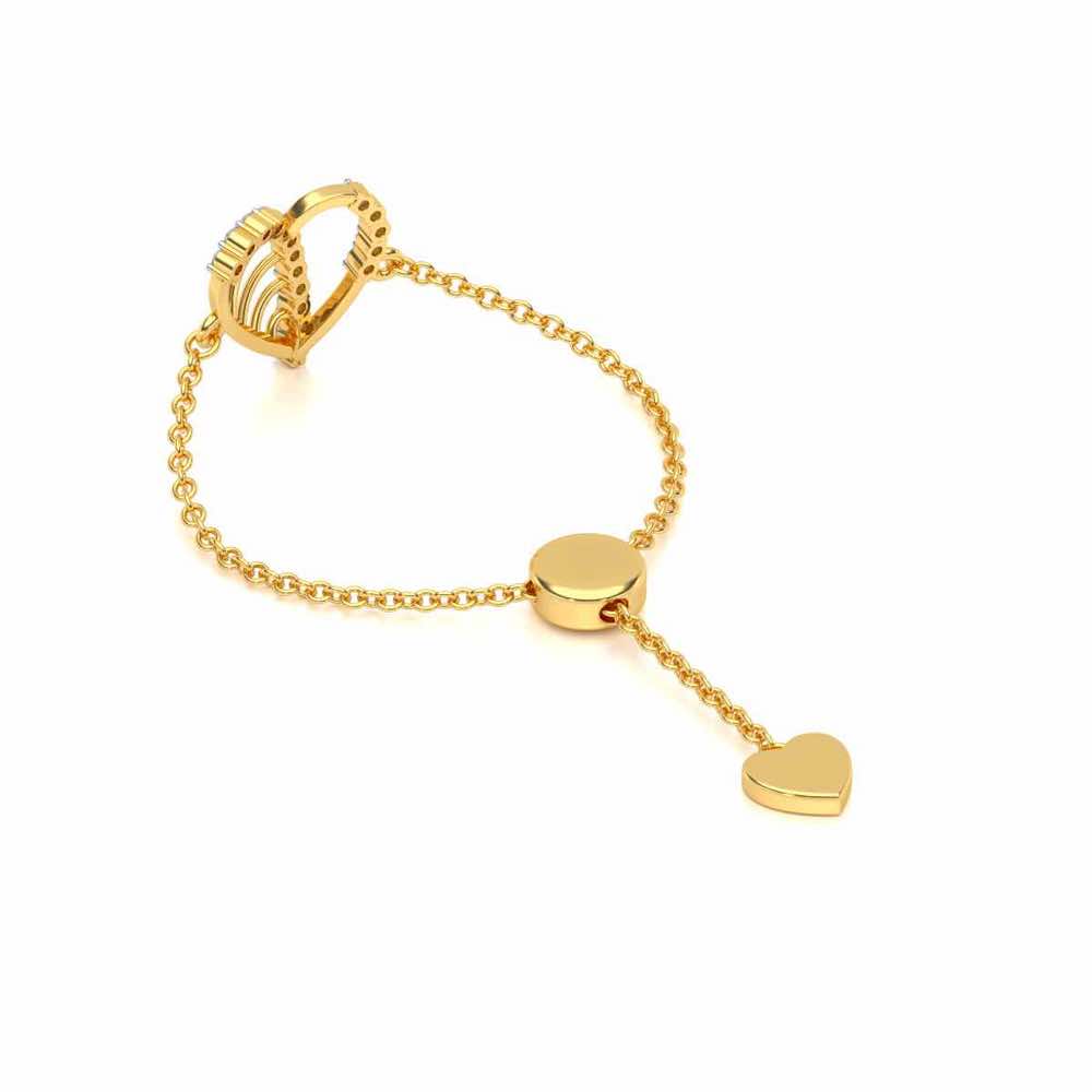 Mesh Heart Adjustable Silver Ring - Yellow Gold - Image 3