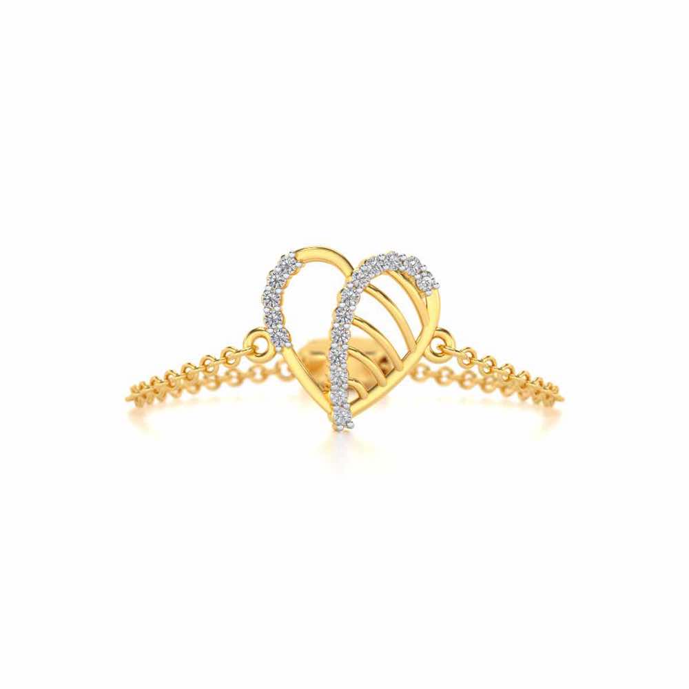 Mesh Heart Adjustable Silver Ring - Yellow Gold - Image 4
