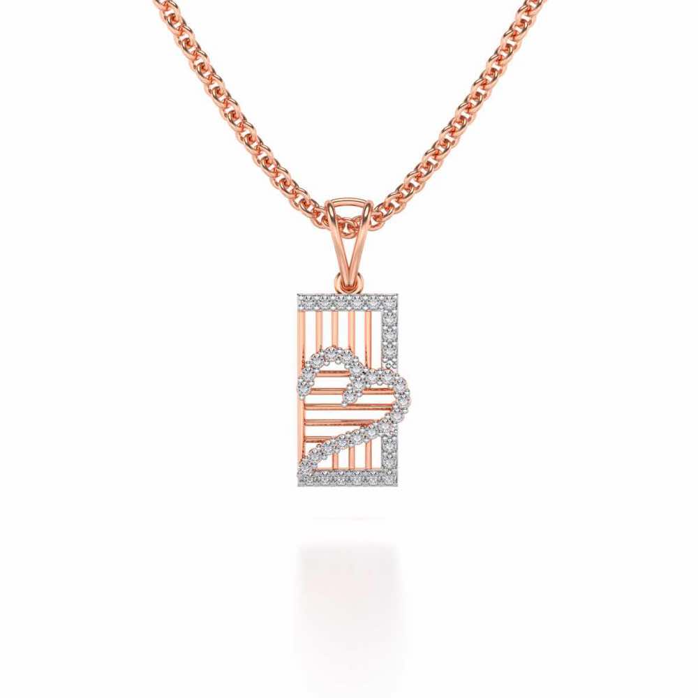 Mesh Heart Silver Pendant - Rose Gold - Image 1