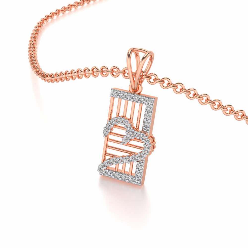 Mesh Heart Silver Pendant - Rose Gold - Image 2