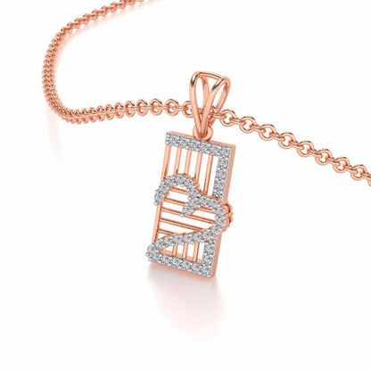 Mesh Heart Silver Pendant - Rose Gold - Image 2