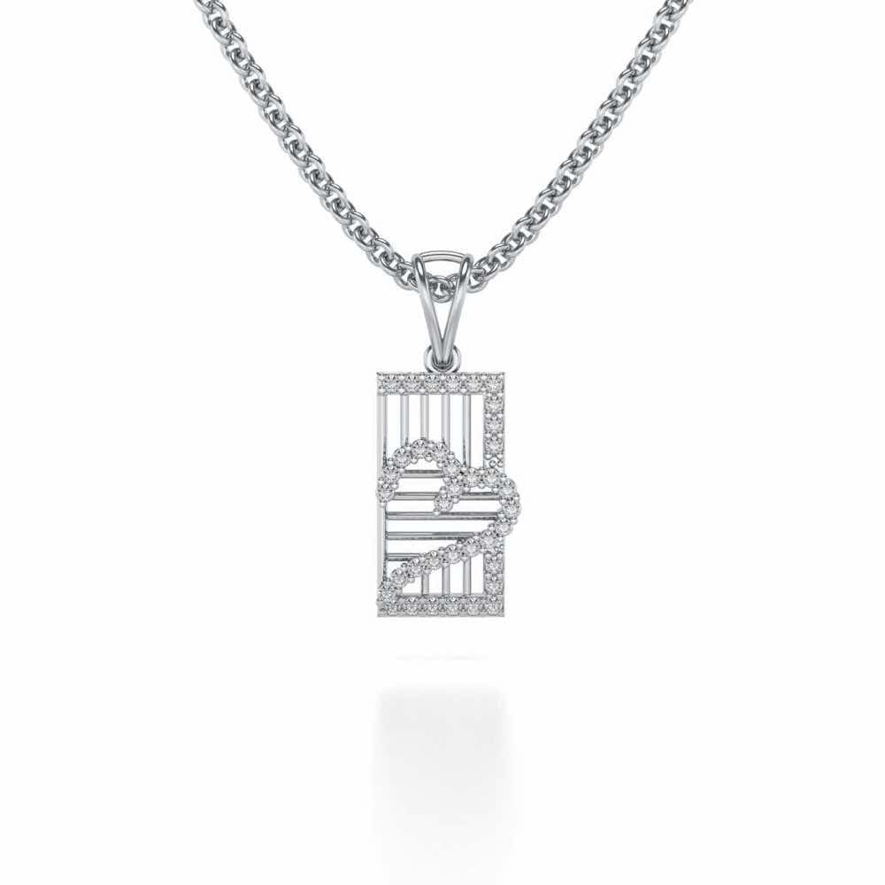 Mesh Heart Silver Pendant - White Gold - Image 1