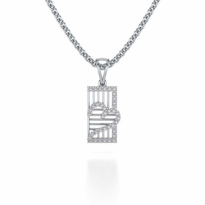 Mesh Heart Silver Pendant - White Gold - Image 1