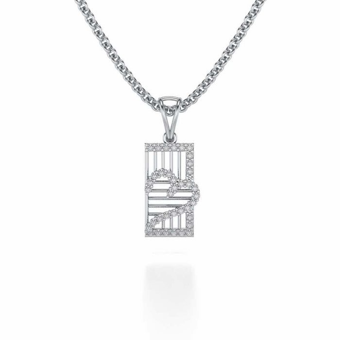 Mesh Heart Silver Pendant - White Gold - Image 1