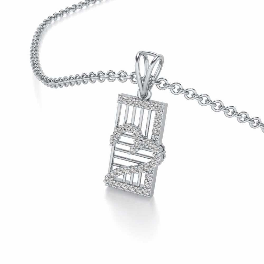 Mesh Heart Silver Pendant - White Gold - Image 2
