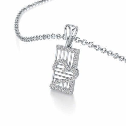 Mesh Heart Silver Pendant - White Gold - Image 2