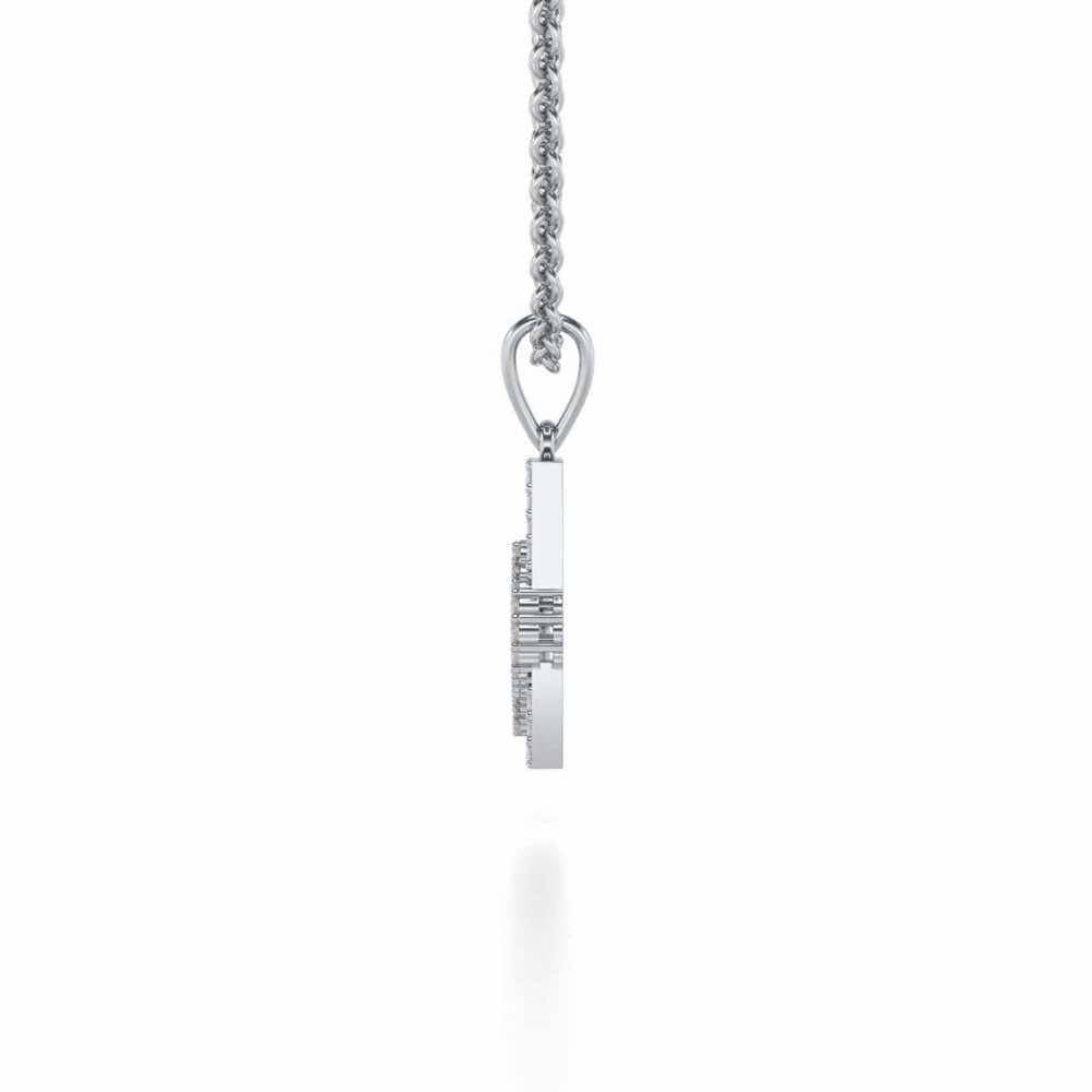 Mesh Heart Silver Pendant - White Gold - Image 3