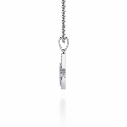 Mesh Heart Silver Pendant - White Gold - Image 3