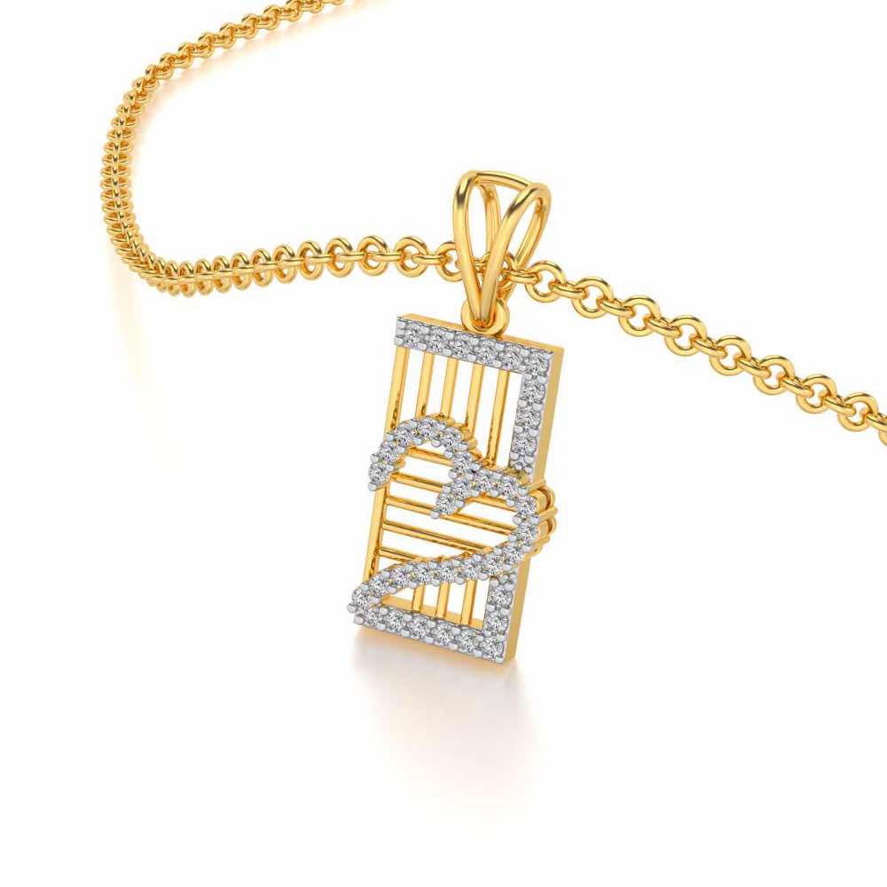 Mesh Heart Silver Pendant - Yellow Gold - Image 2