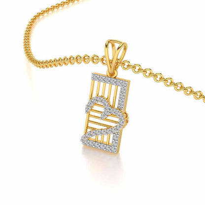 Mesh Heart Silver Pendant - Yellow Gold - Image 2