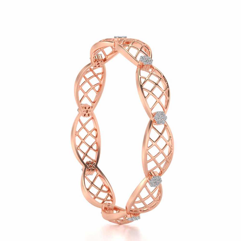 Mesh Rep Silver Bangles - Rose Gold - Image 3
