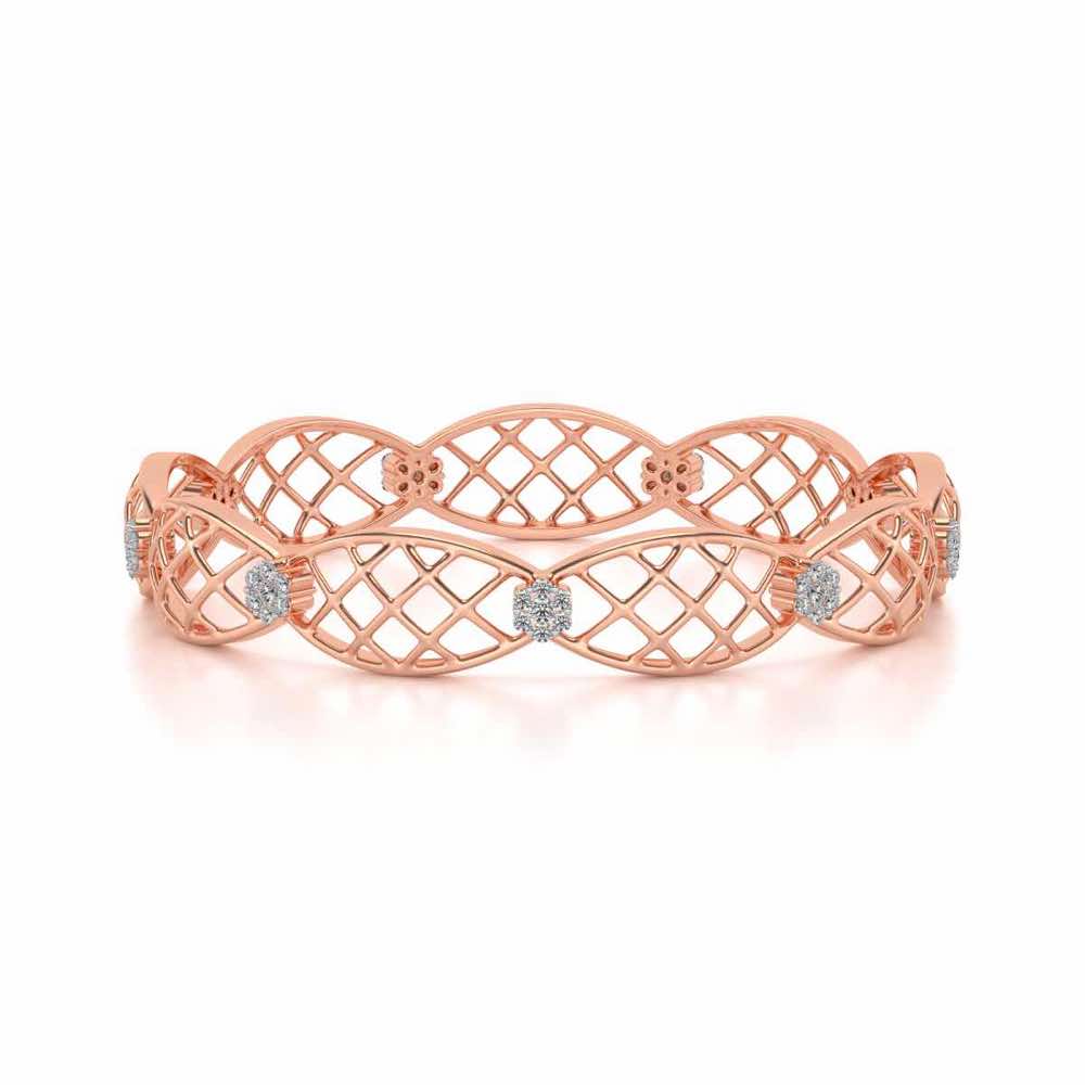 Mesh Rep Silver Bangles - Rose Gold - Image 4