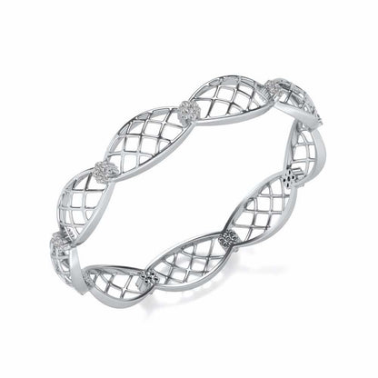 Mesh Rep Silver Bangles - White Gold - Image 1