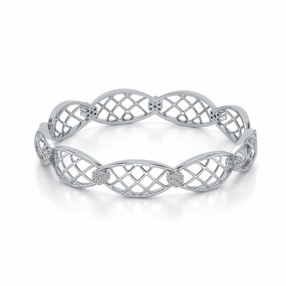 Mesh Rep Silver Bangles - White Gold - Image 2