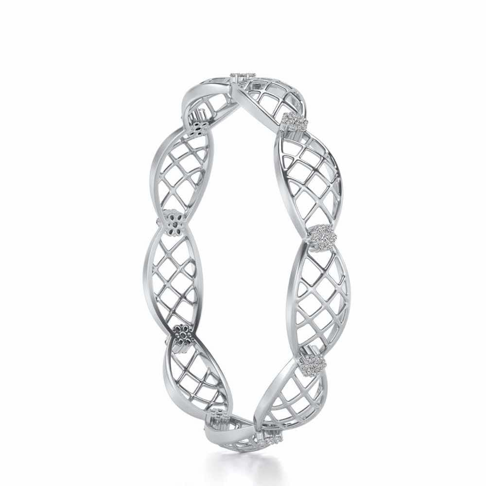 Mesh Rep Silver Bangles - White Gold - Image 3