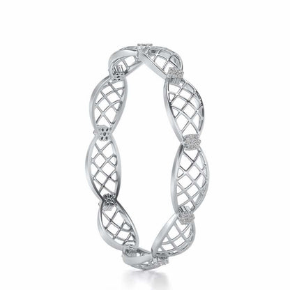 Mesh Rep Silver Bangles - White Gold - Image 3