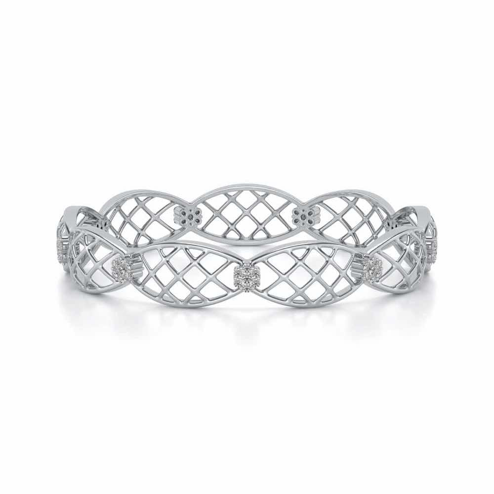 Mesh Rep Silver Bangles - White Gold - Image 4