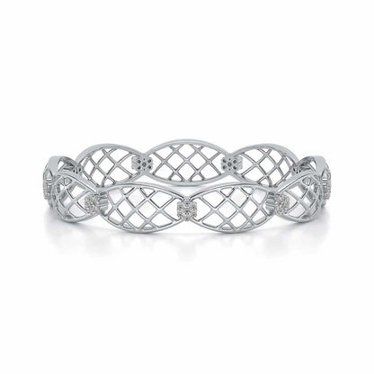 Mesh Rep Silver Bangles - White Gold - Image 4