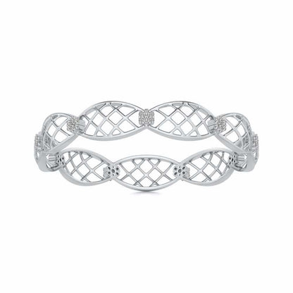 Mesh Rep Silver Bangles - White Gold - Image 5