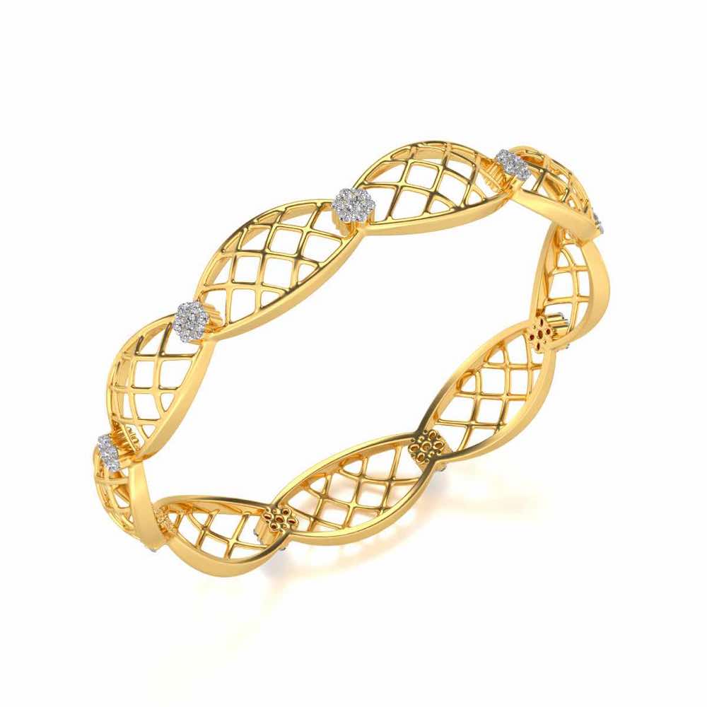 Mesh Rep Silver Bangles - Yellow Gold - Image 1