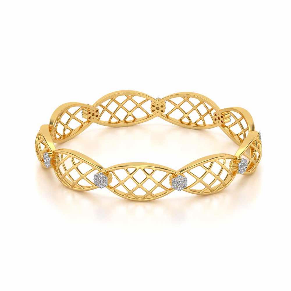 Mesh Rep Silver Bangles - Yellow Gold - Image 2