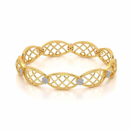 Mesh Rep Silver Bangles - Yellow Gold - Image 2