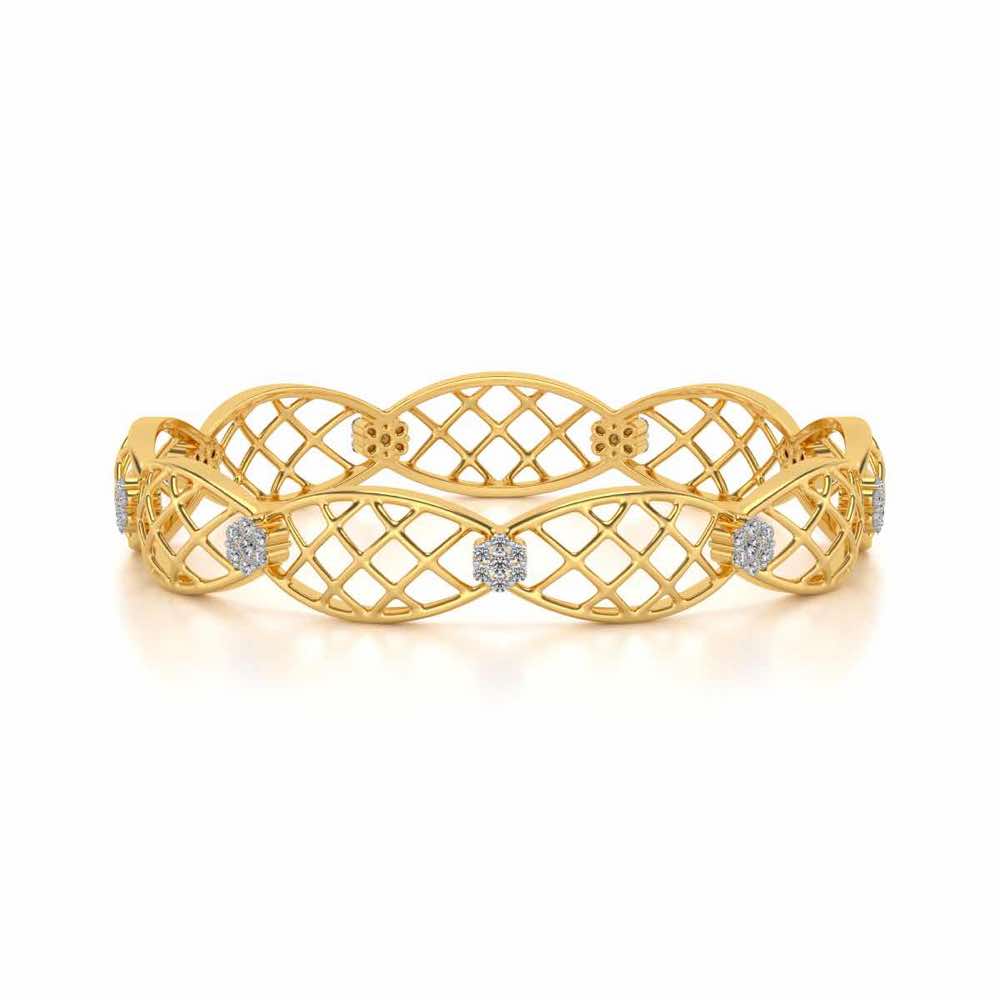 Mesh Rep Silver Bangles - Yellow Gold - Image 4