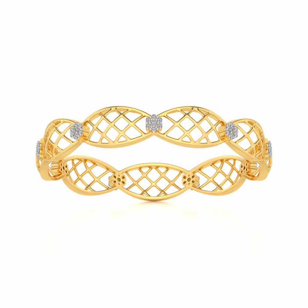 Mesh Rep Silver Bangles - Yellow Gold - Image 5