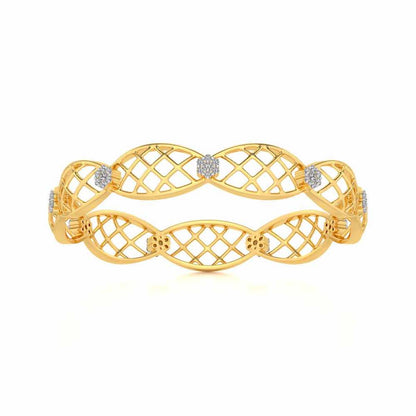 Mesh Rep Silver Bangles - Yellow Gold - Image 5