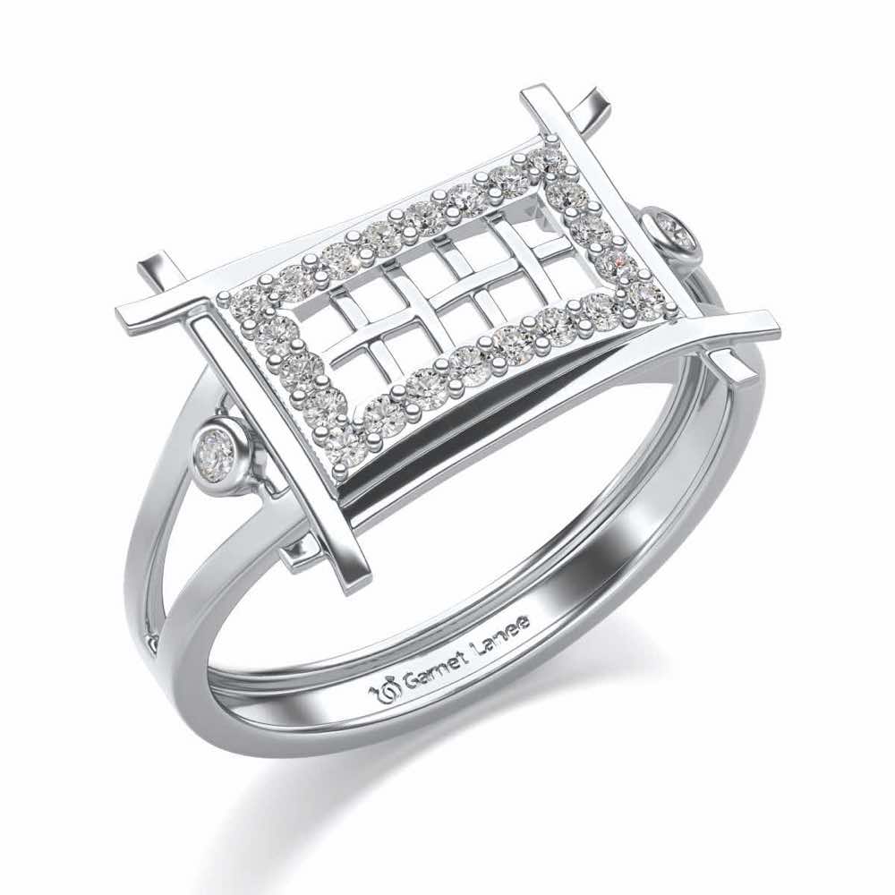 Mesh Tribe Silver Ring For Men - White Gold - Image 1