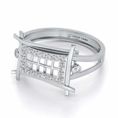 Mesh Tribe Silver Ring For Men - White Gold - Image 2