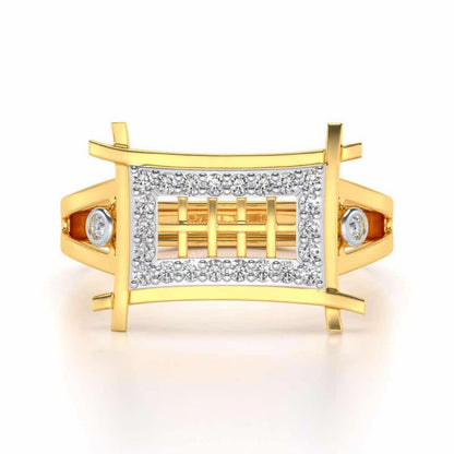 Mesh Tribe Silver Ring For Men - Yellow Gold - Image 4