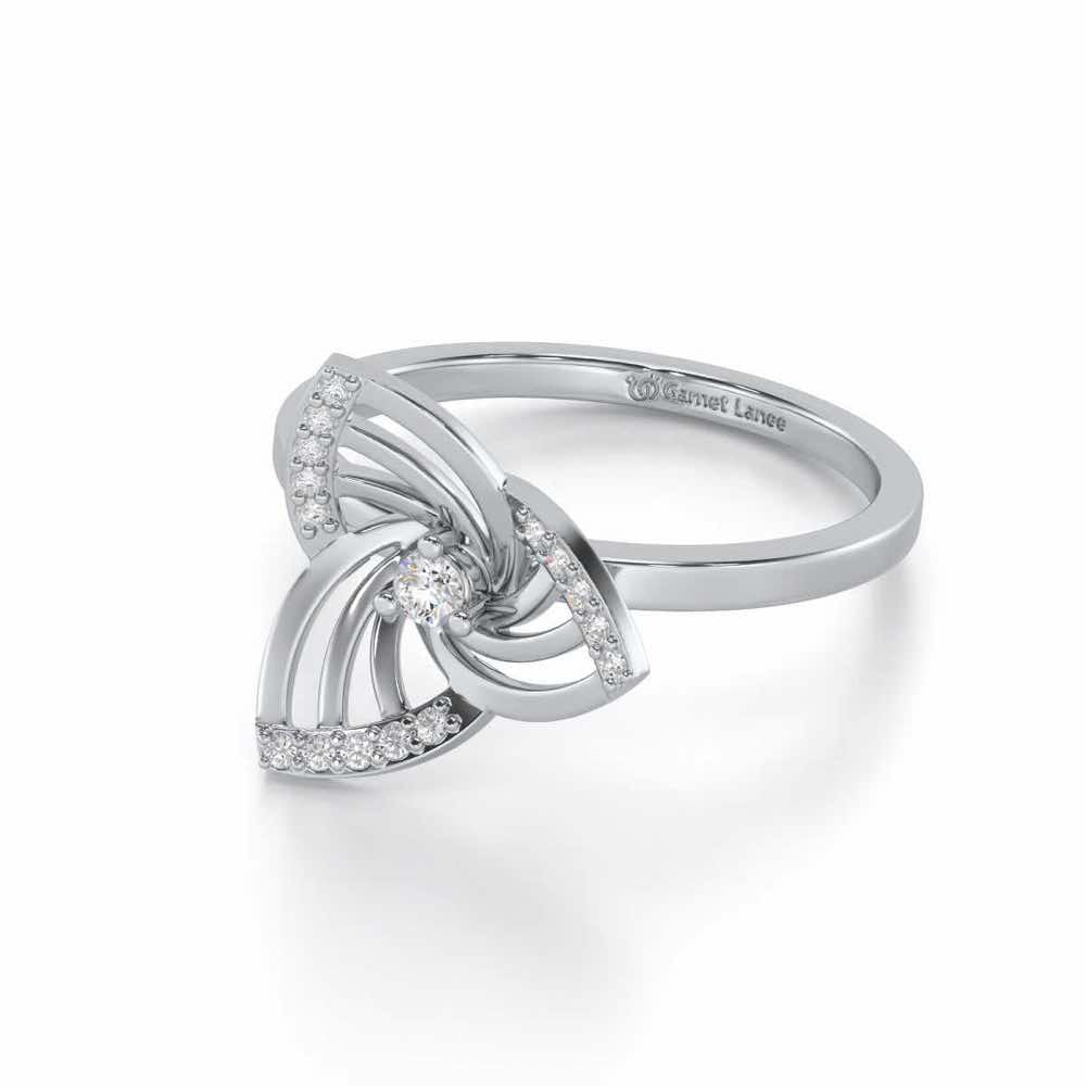 Mesh Twist Silver Ring - White Gold - Image 2