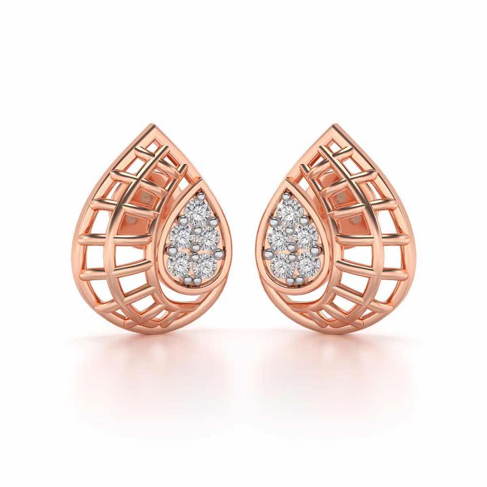 Meshed Drop Silver Earrings - Rose Gold - Image 1