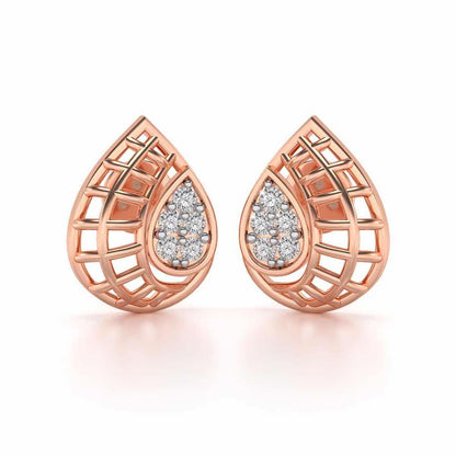 Meshed Drop Silver Earrings - Rose Gold - Image 1