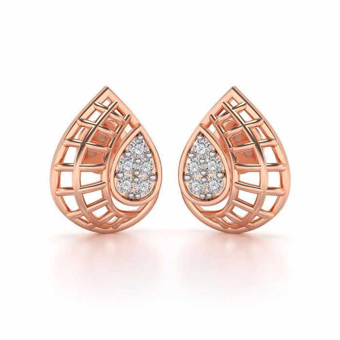 Meshed Drop Silver Earrings - Rose Gold - Image 1