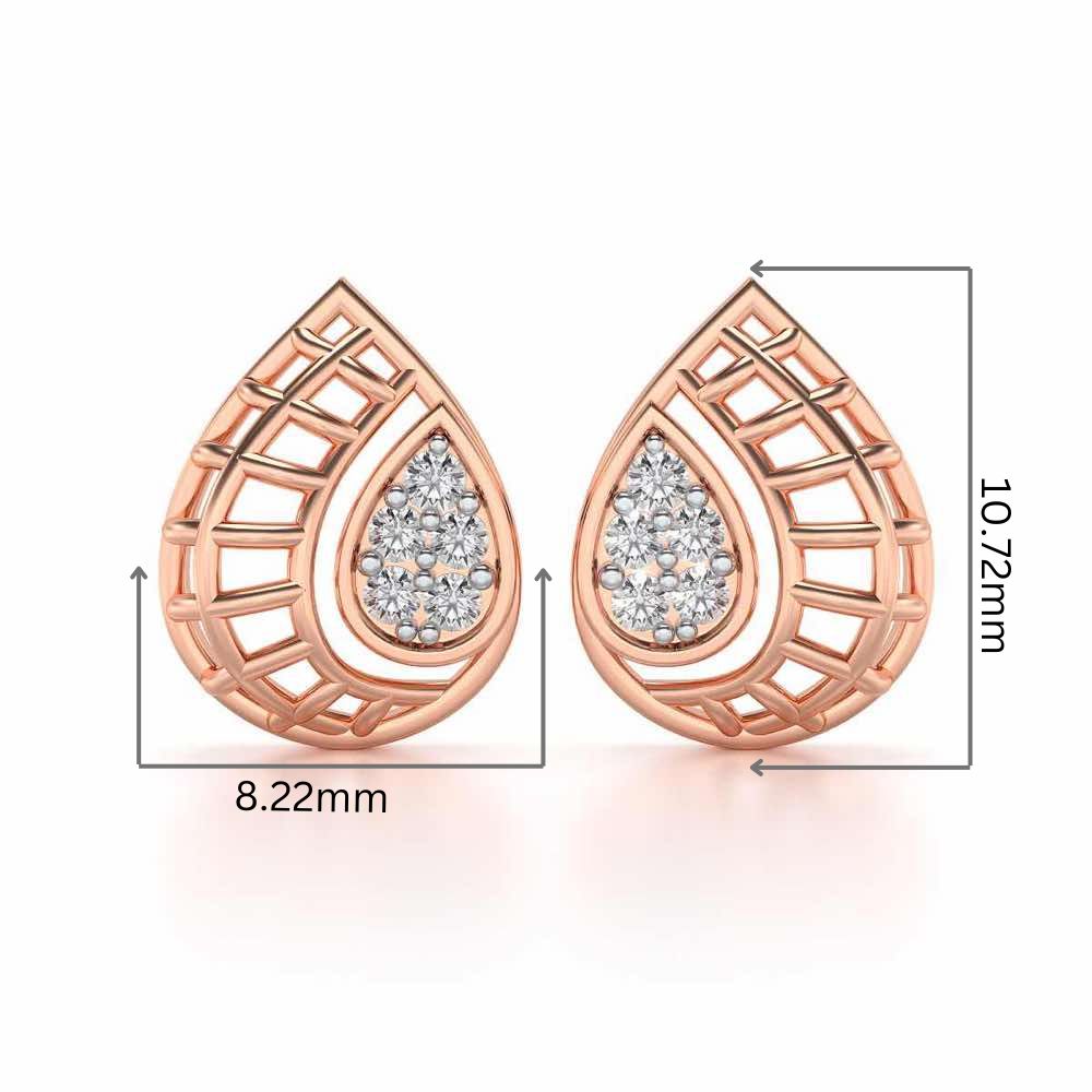 Meshed Drop Silver Earrings - Rose Gold - Image 2