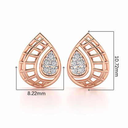 Meshed Drop Silver Earrings - Rose Gold - Image 2