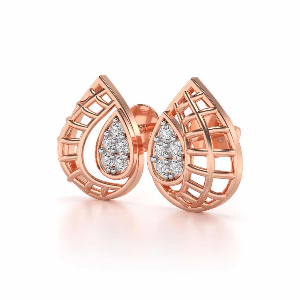 Meshed Drop Silver Earrings - Rose Gold - Image 3