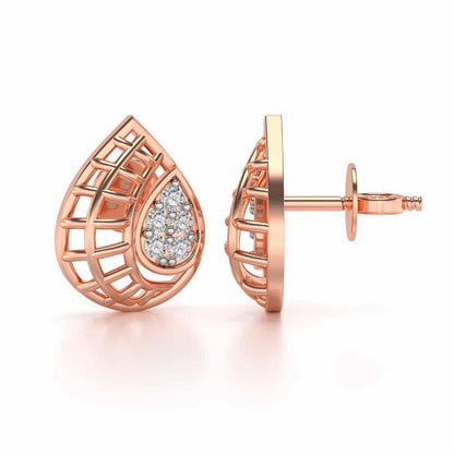 Meshed Drop Silver Earrings - Rose Gold - Image 4